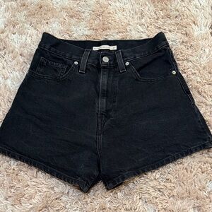 Levi’s Black Denim High Waisted Mom Shorts